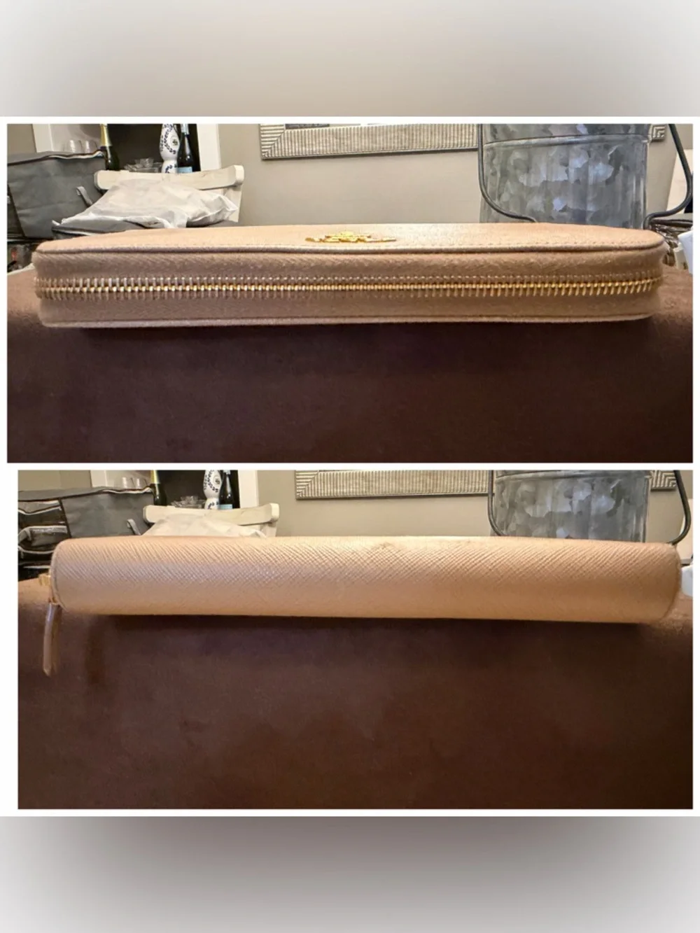 Prada Beige Saffiano Leather Zip-Around Wallet - Picture 3 of 15